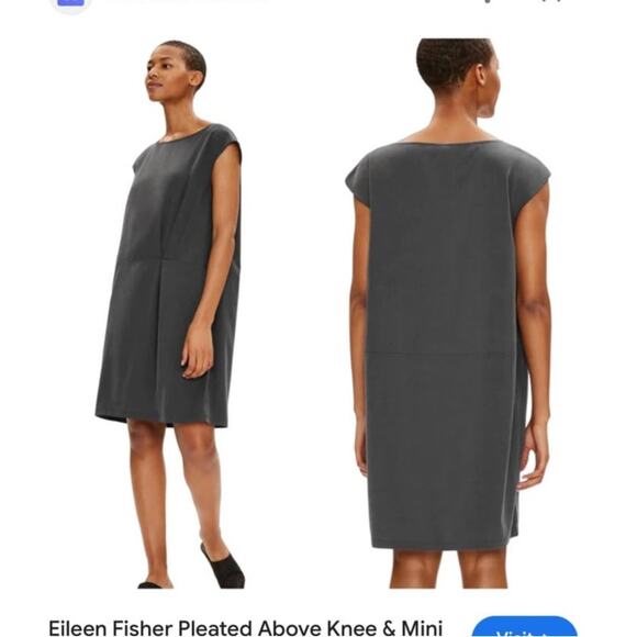 Eileen Fisher sleeveless grayTencel knee length dress size Medium - Picture 2 of 10